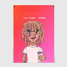 Постер с принтом Lil Pump Boss в Екатеринбурге, 100% бумага
 | бумага, плотность 150 мг. Матовая, но за счет высокого коэффициента гладкости имеет небольшой блеск и дает на свету блики, но в отличии от глянцевой бумаги не покрыта лаком | hip hop | hiphop | lil pump | mc | rap | газзи гарсия | зачитал | клауд | клауд рэп | лил памп | лили | мс | памп | реп | репер | речитатив | рэп | рэпер | трэп | хип | хип хоп | хипхоп | хоп