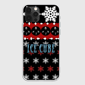 Чехол для iPhone 12 Pro с принтом Праздничный Ice Cube в Екатеринбурге, силикон | область печати: задняя сторона чехла, без боковых панелей | hip hop | hiphop | ice cube | mc | n.w.a | rap | айс | джексон | западное по | знак | красный | куб | кубе | кубик льда | кьюб | мс | надпись | новогодний | новый год | о ши | оши | праздник | реп | репер | речитатив | рождество