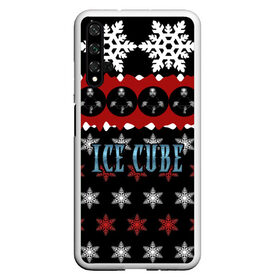 Чехол для Honor 20 с принтом Праздничный Ice Cube в Екатеринбурге, Силикон | Область печати: задняя сторона чехла, без боковых панелей | Тематика изображения на принте: hip hop | hiphop | ice cube | mc | n.w.a | rap | айс | джексон | западное по | знак | красный | куб | кубе | кубик льда | кьюб | мс | надпись | новогодний | новый год | о ши | оши | праздник | реп | репер | речитатив | рождество