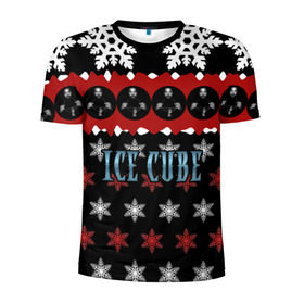 Мужская футболка 3D спортивная с принтом Праздничный Ice Cube в Екатеринбурге, 100% полиэстер с улучшенными характеристиками | приталенный силуэт, круглая горловина, широкие плечи, сужается к линии бедра | hip hop | hiphop | ice cube | mc | n.w.a | rap | айс | джексон | западное по | знак | красный | куб | кубе | кубик льда | кьюб | мс | надпись | новогодний | новый год | о ши | оши | праздник | реп | репер | речитатив | рождество