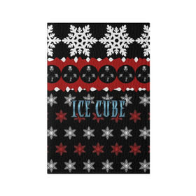 Обложка для паспорта матовая кожа с принтом Праздничный Ice Cube в Екатеринбурге, натуральная матовая кожа | размер 19,3 х 13,7 см; прозрачные пластиковые крепления | hip hop | hiphop | ice cube | mc | n.w.a | rap | айс | джексон | западное по | знак | красный | куб | кубе | кубик льда | кьюб | мс | надпись | новогодний | новый год | о ши | оши | праздник | реп | репер | речитатив | рождество