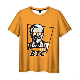 Мужская футболка 3D с принтом BITCOIN в стиле KFC в Екатеринбурге, 100% полиэфир | прямой крой, круглый вырез горловины, длина до линии бедер | bitcoin | btc | crypto | kfc | биткоин | валюта | деньги | криптовалюта | цифровое золото
