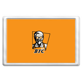 Магнит 45*70 с принтом BITCOIN в стиле KFC в Екатеринбурге, Пластик | Размер: 78*52 мм; Размер печати: 70*45 | Тематика изображения на принте: bitcoin | btc | crypto | kfc | биткоин | валюта | деньги | криптовалюта | цифровое золото