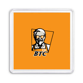 Магнит 55*55 с принтом BITCOIN в стиле KFC в Екатеринбурге, Пластик | Размер: 65*65 мм; Размер печати: 55*55 мм | bitcoin | btc | crypto | kfc | биткоин | валюта | деньги | криптовалюта | цифровое золото