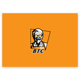 Поздравительная открытка с принтом BITCOIN в стиле KFC в Екатеринбурге, 100% бумага | плотность бумаги 280 г/м2, матовая, на обратной стороне линовка и место для марки
 | Тематика изображения на принте: bitcoin | btc | crypto | kfc | биткоин | валюта | деньги | криптовалюта | цифровое золото