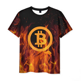 Мужская футболка 3D с принтом BITCOIN FIRE в Екатеринбурге, 100% полиэфир | прямой крой, круглый вырез горловины, длина до линии бедер | bitcoin | btc | coin | crypto | ethereum | money | orange | биткоин | валюта | деньги | известные | криптовалюта | логотип | монета | надписи.cash | оранжевый | цвет | цифровое золото | эфир