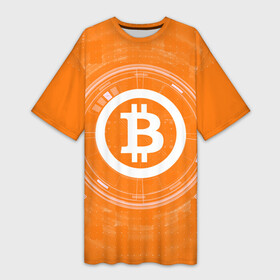 Платье-футболка 3D с принтом БИТКОИН | BITCOIN в Екатеринбурге,  |  | bitcoin | btc | coin | crypto | ethereum | money | orange | биткоин | валюта | деньги | известные | криптовалюта | логотип | монета | надписи.cash | оранжевый | цвет | цифровое золото | эфир