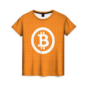 Женская футболка 3D с принтом BITCOIN в Екатеринбурге, 100% полиэфир ( синтетическое хлопкоподобное полотно) | прямой крой, круглый вырез горловины, длина до линии бедер | bitcoin | btc | coin | crypto | ethereum | money | orange | биткоин | валюта | деньги | известные | криптовалюта | логотип | монета | надписи.cash | оранжевый | цвет | цифровое золото | эфир