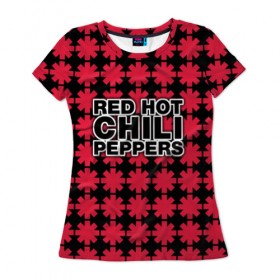 Женская футболка 3D с принтом Red Hot Chili Peppers в Екатеринбурге, 100% полиэфир ( синтетическое хлопкоподобное полотно) | прямой крой, круглый вырез горловины, длина до линии бедер | 