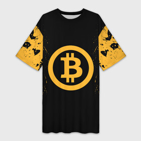 Платье-футболка 3D с принтом БИТКОИН | BITCOIN в Екатеринбурге,  |  | bitcoin | btc | coin | crypto | ethereum | miner | mining | money | orange | биткоин | валюта | деньги | известные | криптовалюта | логотип | майнер | майнинг | монета | надписи.cash | оранжевый | цвет | цифровое золото | эфир