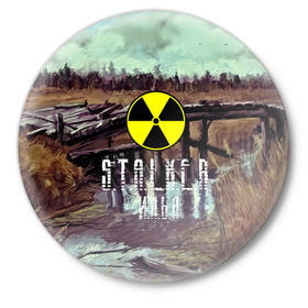 Значок с принтом S.T.A.L.K.E.R ИЛЬЯ в Екатеринбурге,  металл | круглая форма, металлическая застежка в виде булавки | s.t.a.l.k.e.r. | stalker |   припять | илья | сталкер | чернобыль