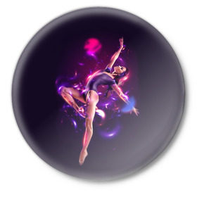 Значок с принтом DANCE в Екатеринбурге,  металл | круглая форма, металлическая застежка в виде булавки | dance | girl | show | woman | балет | девушка | женщина | танец | шоу