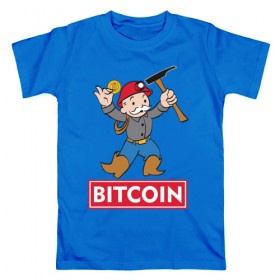 Мужская футболка хлопок с принтом Bitcoin Miner в Екатеринбурге, 100% хлопок | прямой крой, круглый вырез горловины, длина до линии бедер, слегка спущенное плечо. | 