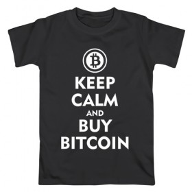 Мужская футболка хлопок с принтом Keep Calm в Екатеринбурге, 100% хлопок | прямой крой, круглый вырез горловины, длина до линии бедер, слегка спущенное плечо. | bitcoin | биткоин | деньги