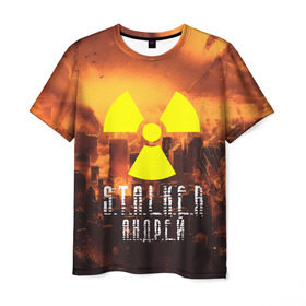 Мужская футболка 3D с принтом S.T.A.L.K.E.R Андрей в Екатеринбурге, 100% полиэфир | прямой крой, круглый вырез горловины, длина до линии бедер | s.t.a.l.k.e.r. | stalker | андрей | припять | сталкер | чернобыль