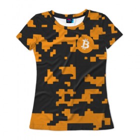 Женская футболка 3D с принтом BITCOIN в Екатеринбурге, 100% полиэфир ( синтетическое хлопкоподобное полотно) | прямой крой, круглый вырез горловины, длина до линии бедер | bitcoin | btc | crypto | биткоин | валюта | деньги | криптовалюта | цифровое золото