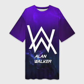 Платье-футболка 3D с принтом Alan Walker SPACE COLLECTION в Екатеринбурге,  |  | alan walker | club | music | абстракция | клубная музыка | космос | краски | музыка