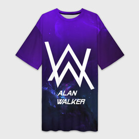 Платье-футболка 3D с принтом Alan Walker SPACE COLLECTION в Екатеринбурге,  |  | Тематика изображения на принте: alan walker | club | music | абстракция | клубная музыка | космос | краски | музыка