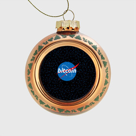 Стеклянный ёлочный шар с принтом BITCOIN в стиле NASA в Екатеринбурге, Стекло | Диаметр: 80 мм | bitcoin | btc | crypto | биткоин | валюта | деньги | криптовалюта | майнер | майнинг | цифровое золото