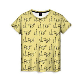 Женская футболка 3D с принтом LiL PEEP Pattern в Екатеринбурге, 100% полиэфир ( синтетическое хлопкоподобное полотно) | прямой крой, круглый вырез горловины, длина до линии бедер | band | cry baby | emo | lil peep | music | musician | rap | swag | логотип | музыка | музыкант | нытик. | рэп | сваг | эмо
