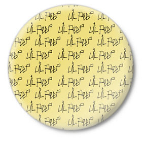 Значок с принтом LiL PEEP Pattern в Екатеринбурге,  металл | круглая форма, металлическая застежка в виде булавки | Тематика изображения на принте: band | cry baby | emo | lil peep | music | musician | rap | swag | логотип | музыка | музыкант | нытик. | рэп | сваг | эмо
