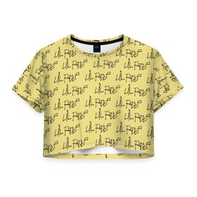 Женская футболка 3D укороченная с принтом LiL PEEP Pattern в Екатеринбурге, 100% полиэстер | круглая горловина, длина футболки до линии талии, рукава с отворотами | band | cry baby | emo | lil peep | music | musician | rap | swag | логотип | музыка | музыкант | нытик. | рэп | сваг | эмо
