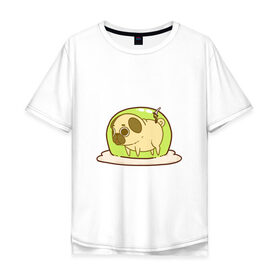 Мужская футболка хлопок Oversize с принтом мопс-желе в Екатеринбурге, 100% хлопок | свободный крой, круглый ворот, “спинка” длиннее передней части | dog | pug | мопс | собака