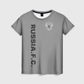 Женская футболка 3D с принтом RUSSIA SPORT в Екатеринбурге, 100% полиэфир ( синтетическое хлопкоподобное полотно) | прямой крой, круглый вырез горловины, длина до линии бедер | 