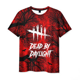 Мужская футболка 3D с принтом Dead by Daylight в Екатеринбурге, 100% полиэфир | прямой крой, круглый вырез горловины, длина до линии бедер | maniacs | выживалка | жертвы | мертвые днем | ужас | хоррор