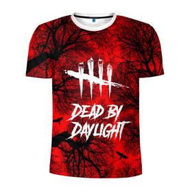 Мужская футболка 3D спортивная с принтом Dead by Daylight в Екатеринбурге, 100% полиэстер с улучшенными характеристиками | приталенный силуэт, круглая горловина, широкие плечи, сужается к линии бедра | maniacs | выживалка | жертвы | мертвые днем | ужас | хоррор