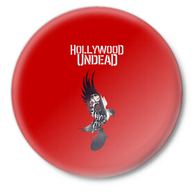 Значок с принтом Hollywood Undead в Екатеринбурге,  металл | круглая форма, металлическая застежка в виде булавки | Тематика изображения на принте: 