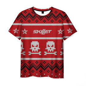 Мужская футболка 3D с принтом Новый год Skillet в Екатеринбурге, 100% полиэфир | прямой крой, круглый вырез горловины, длина до линии бедер | awake | monster | skillet | джон купер | кори купер | рок