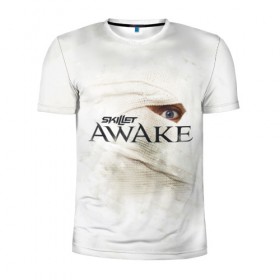 Мужская футболка 3D спортивная с принтом Awake в Екатеринбурге, 100% полиэстер с улучшенными характеристиками | приталенный силуэт, круглая горловина, широкие плечи, сужается к линии бедра | awake | monster | skillet | джон купер | кори купер | рок