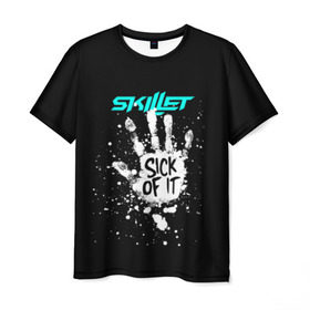 Мужская футболка 3D с принтом Sick of it в Екатеринбурге, 100% полиэфир | прямой крой, круглый вырез горловины, длина до линии бедер | awake | monster | skillet | джон купер | кори купер | рок