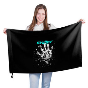 Флаг 3D с принтом Sick of it в Екатеринбурге, 100% полиэстер | плотность ткани — 95 г/м2, размер — 67 х 109 см. Принт наносится с одной стороны | awake | monster | skillet | джон купер | кори купер | рок
