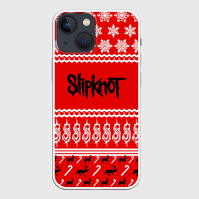 Чехол для iPhone 13 mini с принтом Праздничный Slipknot в Екатеринбурге,  |  | slipknot | альтернативный | грув | кори тейлор | красный | крис фен | метал | новогодний | новый год | ню | рождество | рок | слайпкнот | слипкнот | слипнот | снежинки