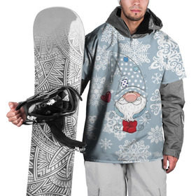 Накидка на куртку 3D с принтом Милый гномик в Екатеринбурге, 100% полиэстер |  | Тематика изображения на принте: happy new year | волшебство | гном | гномик | новый год | снег | снежинки