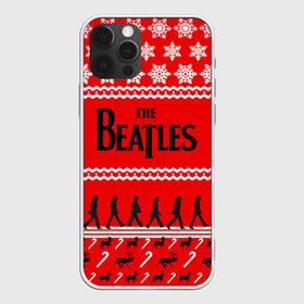 Чехол для iPhone 12 Pro с принтом Праздничный The Beatles в Екатеринбурге, силикон | область печати: задняя сторона чехла, без боковых панелей | beatles | the beatles | бител | битлз | битлс | битлы | группа | джон леннон | джордж харрисон | жуки | знак | красный | ливерпульская четвёрка | мерсибит | надпись | новогодний | новый год | пол маккартни | поп