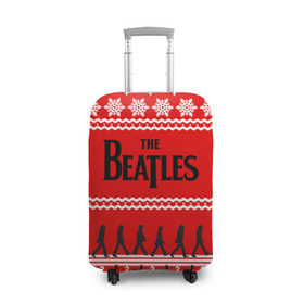 Чехол для чемодана 3D с принтом Праздничный The Beatles в Екатеринбурге, 86% полиэфир, 14% спандекс | двустороннее нанесение принта, прорези для ручек и колес | beatles | the beatles | бител | битлз | битлс | битлы | группа | джон леннон | джордж харрисон | жуки | знак | красный | ливерпульская четвёрка | мерсибит | надпись | новогодний | новый год | пол маккартни | поп