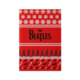 Обложка для паспорта матовая кожа с принтом Праздничный The Beatles в Екатеринбурге, натуральная матовая кожа | размер 19,3 х 13,7 см; прозрачные пластиковые крепления | Тематика изображения на принте: beatles | the beatles | бител | битлз | битлс | битлы | группа | джон леннон | джордж харрисон | жуки | знак | красный | ливерпульская четвёрка | мерсибит | надпись | новогодний | новый год | пол маккартни | поп