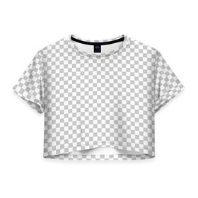 Женская футболка 3D укороченная с принтом Прозрачность в Екатеринбурге, 100% полиэстер | круглая горловина, длина футболки до линии талии, рукава с отворотами | opacity | photoshop | transparent | белый | дизайнер | квадратики | клетки | паттрен | прозрачный | серый | фотошоп