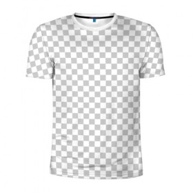 Мужская футболка 3D спортивная с принтом Прозрачность в Екатеринбурге, 100% полиэстер с улучшенными характеристиками | приталенный силуэт, круглая горловина, широкие плечи, сужается к линии бедра | opacity | photoshop | transparent | белый | дизайнер | квадратики | клетки | паттрен | прозрачный | серый | фотошоп