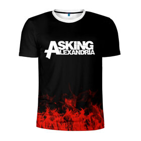 Мужская футболка 3D спортивная с принтом Asking Alexandria в Екатеринбурге, 100% полиэстер с улучшенными характеристиками | приталенный силуэт, круглая горловина, широкие плечи, сужается к линии бедра | asking alexandria | band | metal | music | rock | атрибутика | группа | метал | музыка | рок