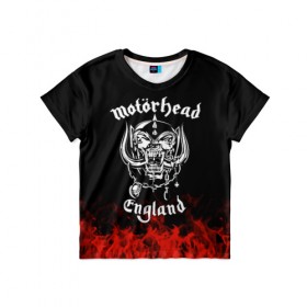 Детская футболка 3D с принтом Motorhead в Екатеринбурге, 100% гипоаллергенный полиэфир | прямой крой, круглый вырез горловины, длина до линии бедер, чуть спущенное плечо, ткань немного тянется | band | metal | motorhead | music | rock | атрибутика | группа | метал | музыка | рок