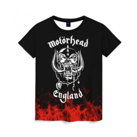 Женская футболка 3D с принтом Motorhead в Екатеринбурге, 100% полиэфир ( синтетическое хлопкоподобное полотно) | прямой крой, круглый вырез горловины, длина до линии бедер | band | metal | motorhead | music | rock | атрибутика | группа | метал | музыка | рок