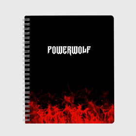 Тетрадь с принтом Powerwolf в Екатеринбурге, 100% бумага | 48 листов, плотность листов — 60 г/м2, плотность картонной обложки — 250 г/м2. Листы скреплены сбоку удобной пружинной спиралью. Уголки страниц и обложки скругленные. Цвет линий — светло-серый
 | band | metal | music | powerwolf | rock | атрибутика | группа | метал | музыка | рок