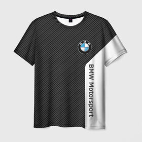 Мужская футболка 3D с принтом BMW Motorsport Carbon в Екатеринбурге, 100% полиэфир | прямой крой, круглый вырез горловины, длина до линии бедер | bmw | bmw motorsport | bmw performance | carbon | m | motorsport | performance | sport | бмв | карбон | моторспорт | спорт