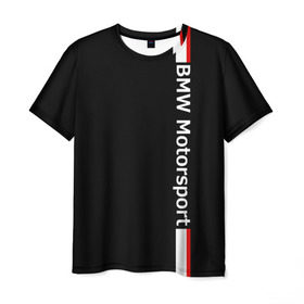 Мужская футболка 3D с принтом BMW Motorsport в Екатеринбурге, 100% полиэфир | прямой крой, круглый вырез горловины, длина до линии бедер | Тематика изображения на принте: bmw | бмв | марка | машины