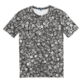 Мужская футболка 3D с принтом Игральные кубики в Екатеринбурге, 100% полиэфир | прямой крой, круглый вырез горловины, длина до линии бедер | dice | азарт | игра | казино | кости | куб | кубик | настолки | настольные | паттерн | рандом | удача