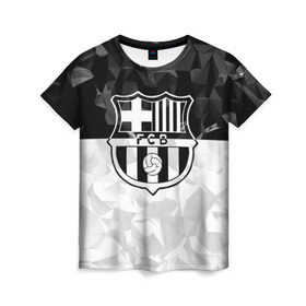 Женская футболка 3D с принтом FC Barca Black Collection в Екатеринбурге, 100% полиэфир ( синтетическое хлопкоподобное полотно) | прямой крой, круглый вырез горловины, длина до линии бедер | fc barcelona | fcb | барселона | спорт | спортивные | футбол | футбольный клуб